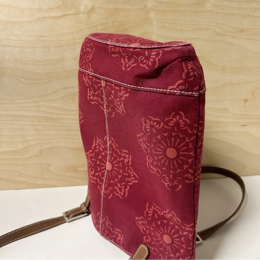 VTG Banana Republic Factory Burgundy Red Cotton Tote Bag w Leather Handles - Picture 7 of 13